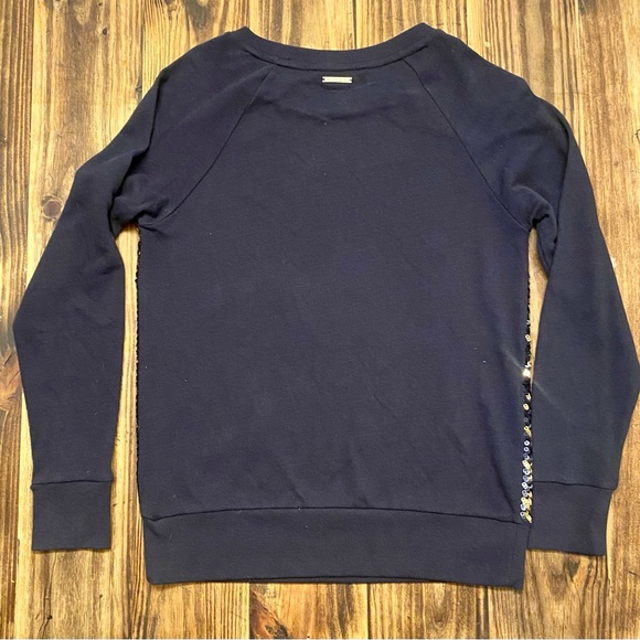 Michael Kors Houndstooth Sequin Black & Gold Sweater Sz S $110 - Picture 2 of 3